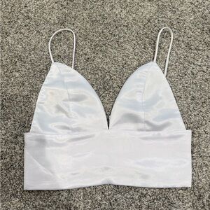 Revolve super down white satin top